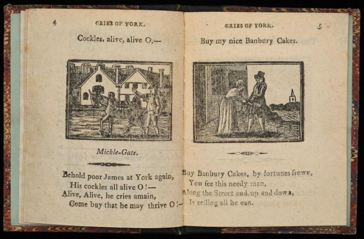 Image of a page from 'The Cries of York' by James Kendrew, available to view at York Minster Library